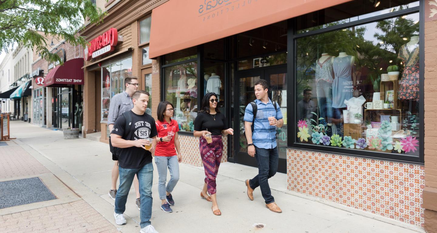 students walking in naperville