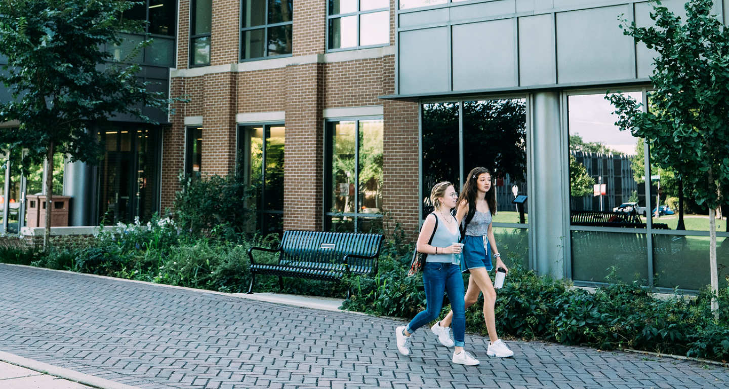 students walking around campus