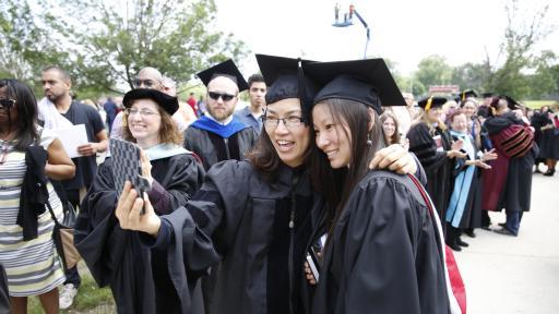 students at commencement